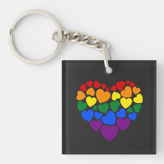 Pride- homoregenboogkleurig hart voor liefde sleutelhanger (voorkant)