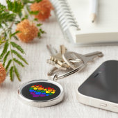 Pride- homoregenboogkleurig hart voor liefde sleutelhanger (Zijkant)