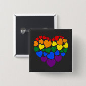 Pride- homoregenboogkleurig hart voor liefde vierkante button 5,1 cm (Voorkant /achterkant)