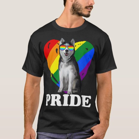 Pride Husky LBGT met hart ingedrukt T-shirt (Voorkant)