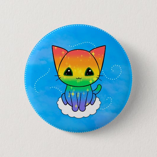 Pride Kat T-shirt Ronde Button 5,7 Cm (Voorkant)