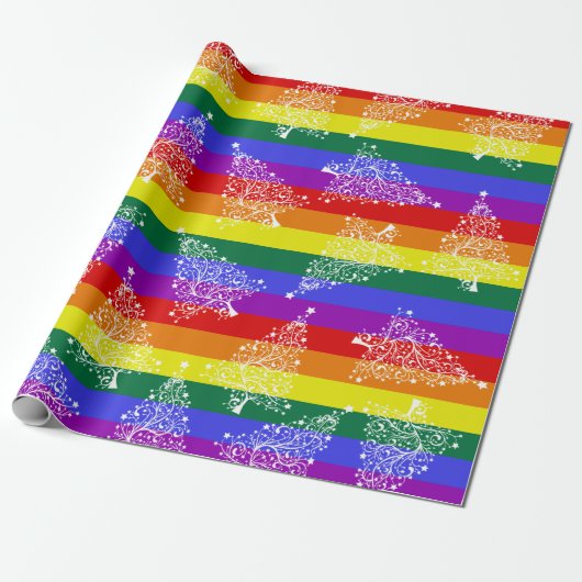 Pride kerstboomstructuur cadeaupapier (Uitgerold)