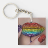 Pride Key Ring - Rainbow Lipstick Lesbian Sleutelhanger (Voorkant)