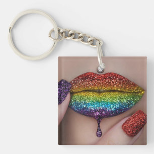 Pride Key Ring - Rainbow Lipstick Lesbian Sleutelhanger