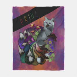 Pride Kitsune en Columbine Flowers Fleece Deken