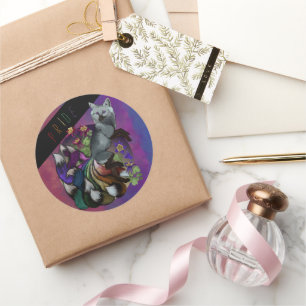 Pride Kitsune en Columbine Flowers Ronde Sticker