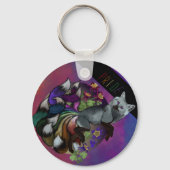 Pride Kitsune en Columbine Flowers Sleutelhanger (Voorkant)