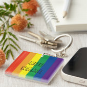 Pride kleuren regenboog gepersonaliseerde sleutelh sleutelhanger (Voorkant Rechts)