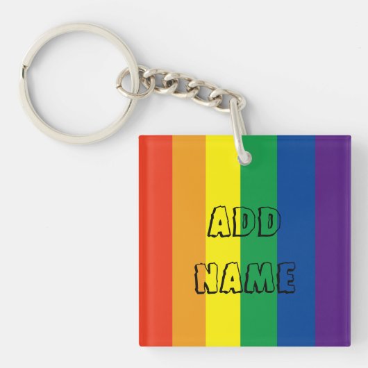 Pride kleuren regenboog gepersonaliseerde sleutelh sleutelhanger (Voorkant)
