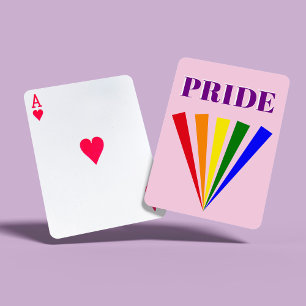PRIDE kleurrijke lgbt regenboog stralen typografie Pokerkaarten