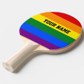 Pride kleurrijke regenboog aangepaste tekst tafeltennisbatje (Voorkant Gekanteld)