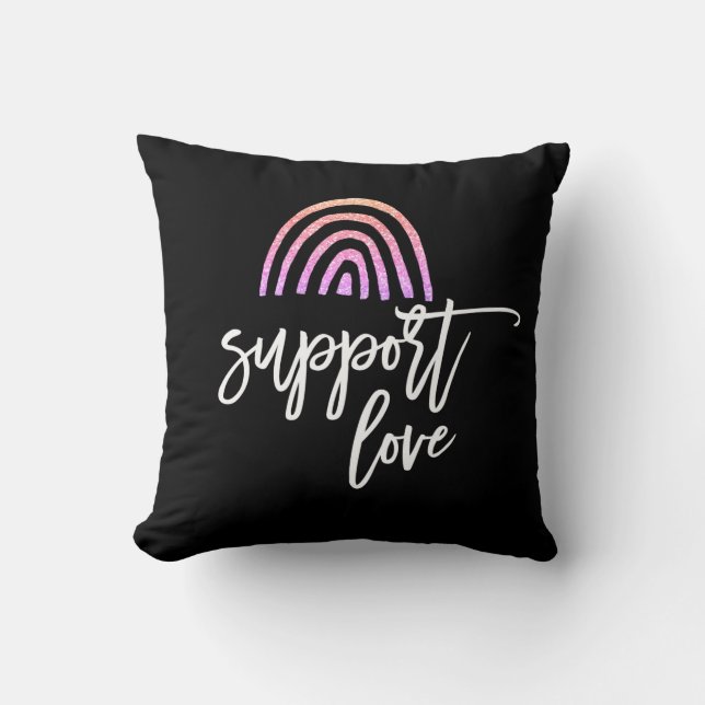 Pride kleurrijke regenboog zwart kussen (Voorkant)