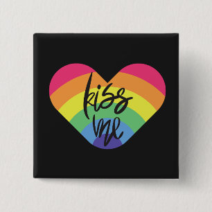 Pride, kus me, liefde is eerlijk. Knop Vierkante Button 5,1 Cm