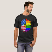 Pride LGBT Daisy Heart Rainbow Amerikaanse vlag bl T-shirt (Voorkant volledig)