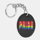 Pride lgbt lgbtq homo-regenboogretro zwart sleutelhanger (Voorkant Links)