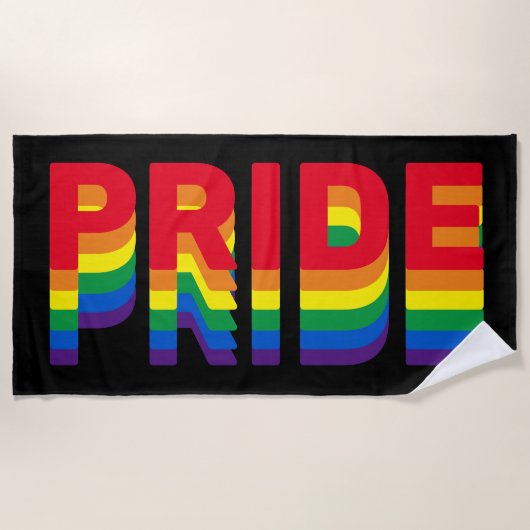 Pride lgbt lgbtq homo-regenboogretro zwart strandlaken (Voorkant)