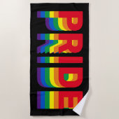 Pride lgbt lgbtq homo-regenboogretro zwart strandlaken (Voorkant)