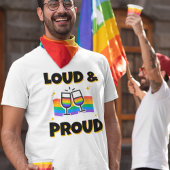 Pride LGBT Loud en proud regenboogwijnglazen T-shirt