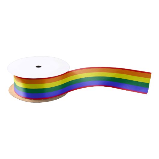 Pride LGBT Rainbow Ribbon Satijnen Lint (Spoel)