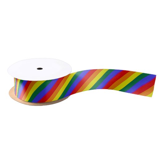 Pride LGBT Rainbow Ribbon Satijnen Lint (Spoel)