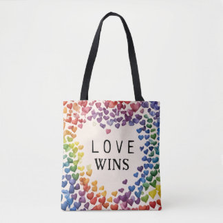 Pride LGBTQ Gay Liefde Wint AI Rainbow Heart Tote Bag
