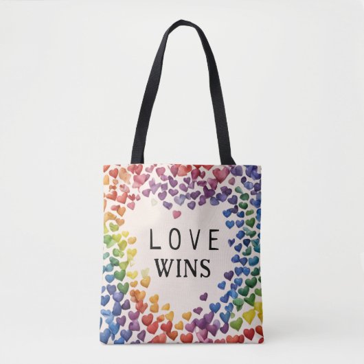 Pride LGBTQ Gay Liefde Wint AI Rainbow Heart Tote Bag (Voorkant)