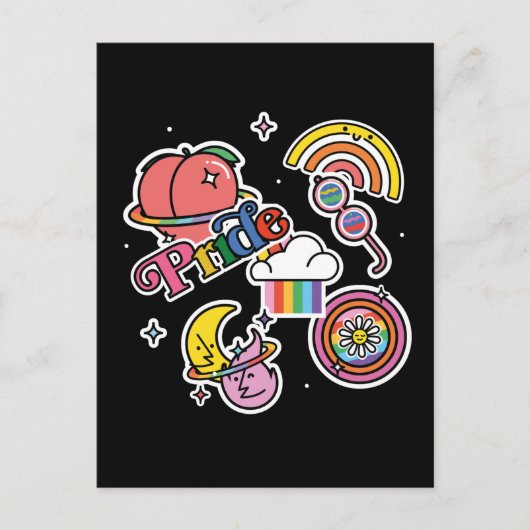 Pride+LGBTQ. Liefde trots. Rainbooghart met bloem Briefkaart (Voorkant)