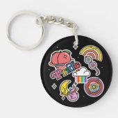 Pride+LGBTQ. Liefde trots. Rainbooghart met bloem Sleutelhanger (Voorkant)