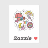 Pride+LGBTQ. Liefde trots. Rainbooghart met bloem Sticker (Vel)