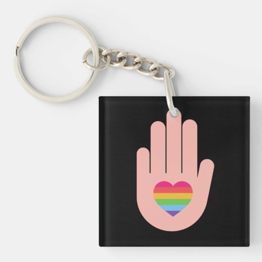 Pride lgbtq queer-liefde voor regenboogkleuren sleutelhanger (Voorkant)