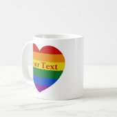 Pride LGBTQ Rainbow Heart Flag Aangepaste tekst Koffiemok (Voorkant links)