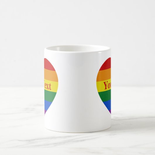 Pride LGBTQ Rainbow Heart Flag Aangepaste tekst Koffiemok (Center)