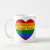 Pride LGBTQ Rainbow Heart Flag Aangepaste tekst Koffiemok (Links)