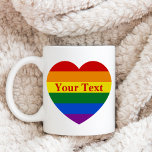 Pride LGBTQ Rainbow Heart Flag Aangepaste tekst Koffiemok<br><div class="desc">Voeg jouw tekst toe, en creëer eenvoudig uw gepersonaliseerde mok van de pride koffie. Klik OP VERDER AANPASSEN om de tekstkleur of het lettertype te wijzigen. U kunt dit ONTWERP overdragen op andere Zazzle producten en het aanpassen om de meeste Zazzle punten te passen. U kunt ook op de knop...</div>