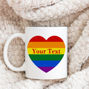 Pride LGBTQ Regenboog Hart Vlag Aangepaste Tekst Koffiemok