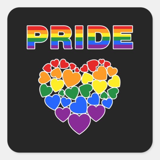 PRIDE LGBTQ Regenboog Harten Vierkante Sticker (Voorkant)