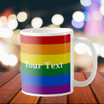 Pride LGBTQ  regenboogvlag Aangepaste tekst Koffiemok<br><div class="desc">Voeg jouw tekst toe, en creëer eenvoudig uw gepersonaliseerde mok van de pride koffie. Klik OP VERDER AANPASSEN om de tekstkleur of het lettertype te wijzigen. U kunt dit ONTWERP overdragen op andere Zazzle producten en het aanpassen om de meeste Zazzle punten te passen. U kunt ook op de knop...</div>
