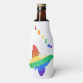 Pride LGBTQA+ regenboog vlinder Flesjeskoeler (Fles Voorkant)