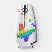 Pride LGBTQA+ regenboog vlinder Flesjeskoeler (Achterkant)