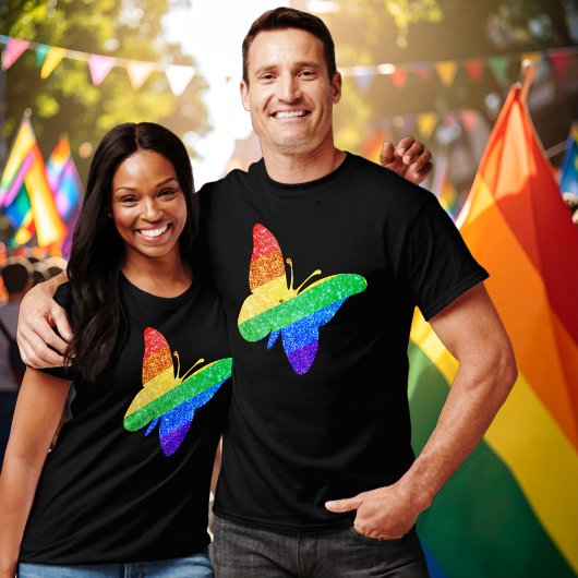 Pride LGBTQA+ regenboog vlinder T-shirt