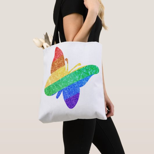 Pride LGBTQA+ regenboog vlinder Tote Bag (Dichtbij)