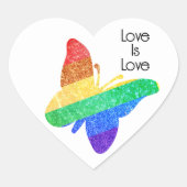 Pride LGBTQA+ regenboogvlinder Liefde is Liefde Hart Sticker (Voorkant)