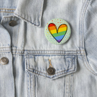 Pride Liefde Hart Homor Regenboog LGBTQ Sticker Ronde Button 5,7 Cm