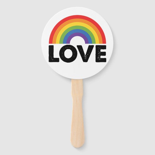 Pride Liefde Is Liefde Gay Gelijkheid Regenboog LG Handwaaier (Voorkant)