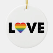 Pride Liefde Is Liefde Gay Gelijkheid Regenboog LG Keramisch Ornament (Voorkant)