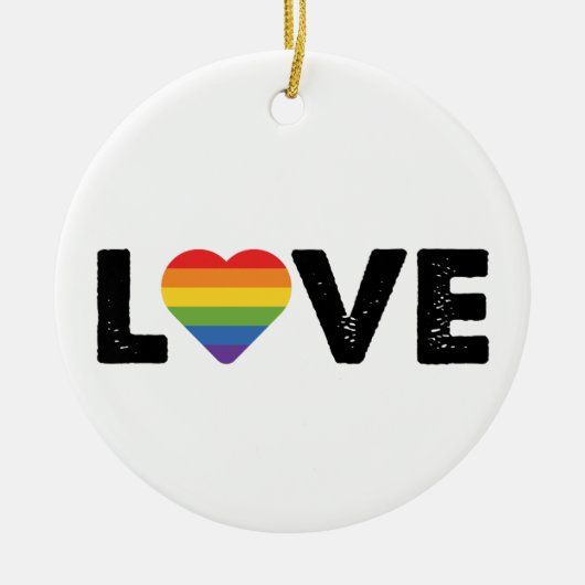 Pride Liefde Is Liefde Gay Gelijkheid Regenboog LG Keramisch Ornament (Voorkant)