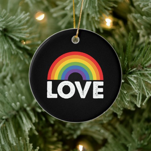 Pride Liefde Is Liefde Gay Gelijkheid Regenboog LG Keramisch Ornament (Boom)