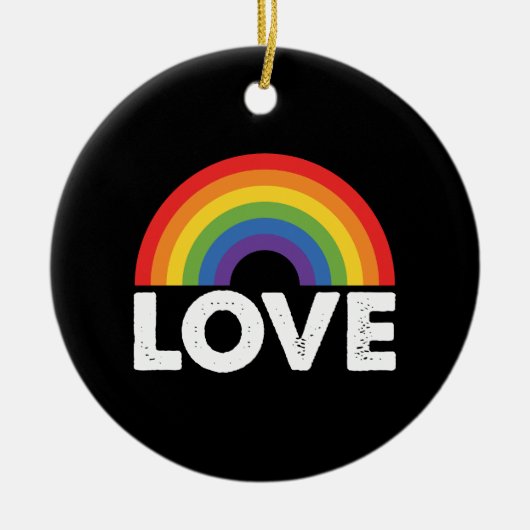 Pride Liefde Is Liefde Gay Gelijkheid Regenboog LG Keramisch Ornament (Voorkant)