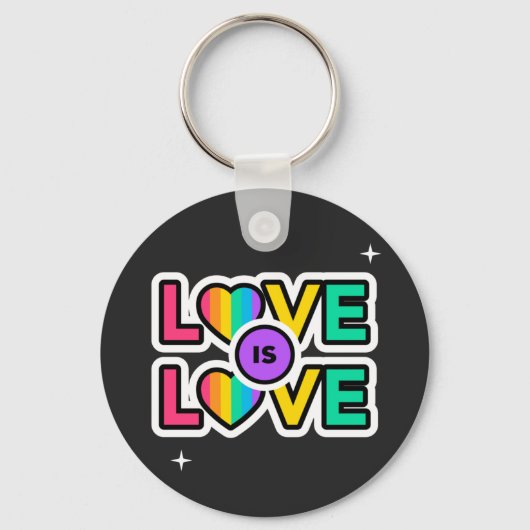 Pride. Liefde is liefde. Gay Rainbow-kleuren Sleutelhanger (Voorkant)