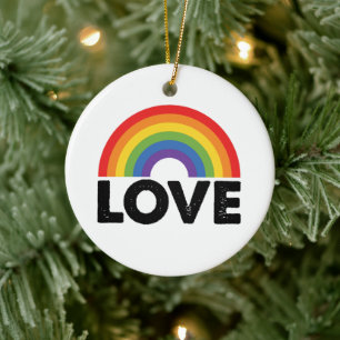 Pride Liefde is Liefde Hbt Regenboog LGBTQ  Keramisch Ornament